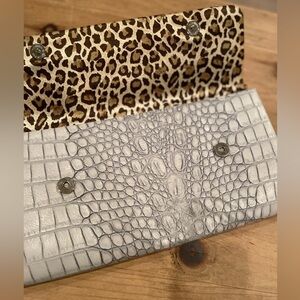 BISOUS Animal Skin Leopard Lined Clutch cocktail Dressy Boho Festival